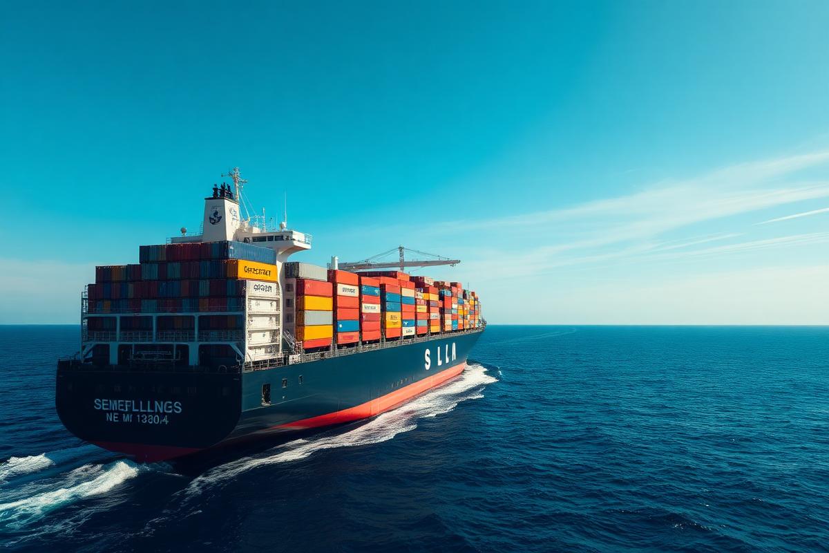 Cargo ship crossing the ocean