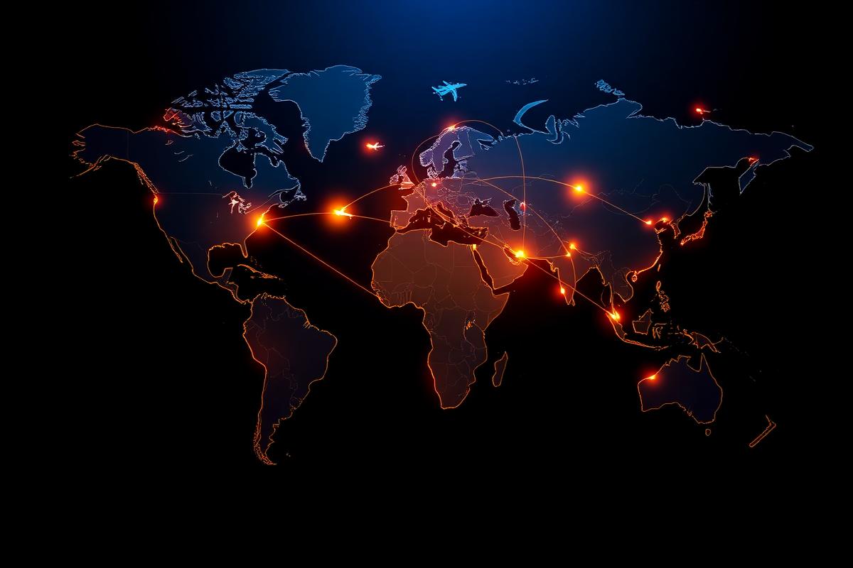 Global trade routes map